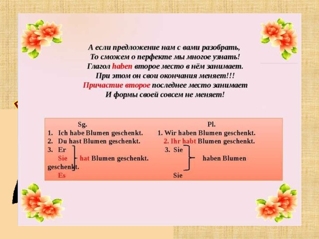 Sein и  haben в Prasens  Перфекту  помогают . Но перевод они здесь совсем не получают !   - Ich bin gekommen.  Я пришел.  - Ich habe gesagt.  Я сказал. 
