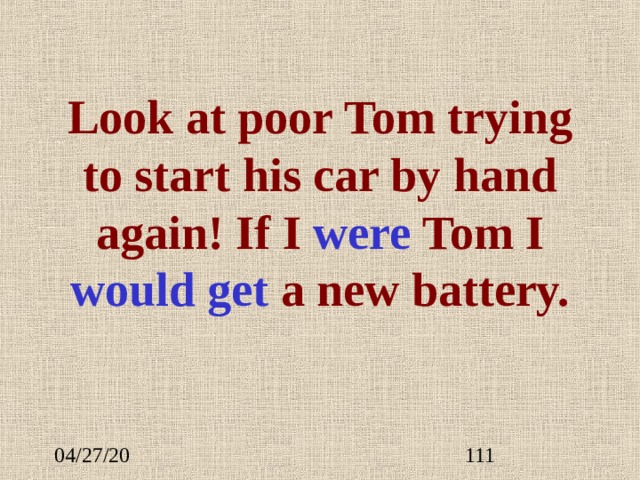 Look at poor Tom trying to start his car by hand again! If I  were Tom I would  get a new battery. 