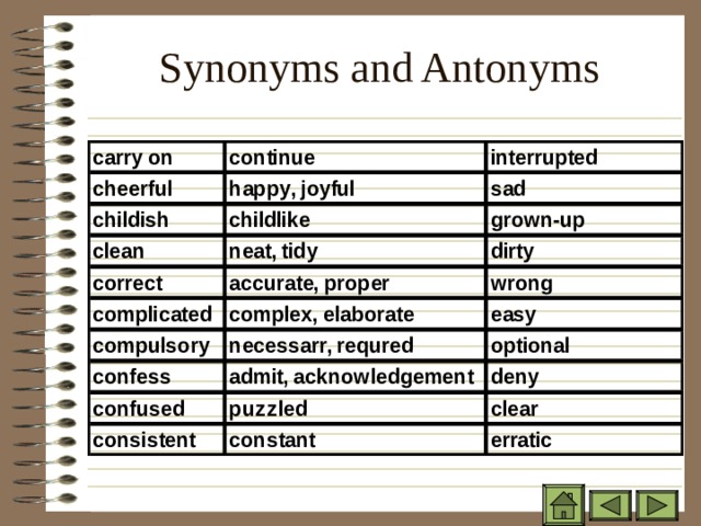 Synonyms and Antonyms 