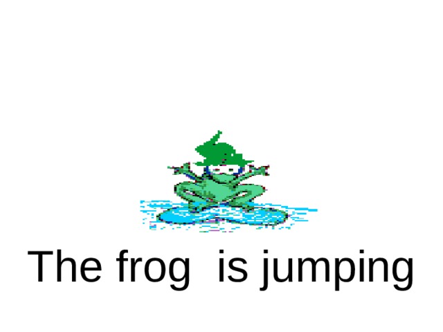 The frog is jumping  