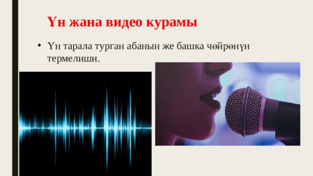 Үн жана видео курамы Үн тарала турган абанын же башка чөйрөнүн термелиши. 