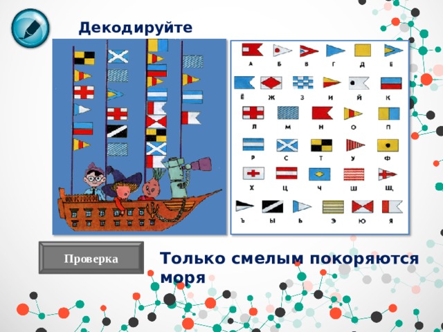 Декодируйте информацию: Проверка Только смелым покоряются моря 12 