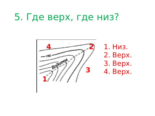 5. Где верх, где низ? 4 1. Низ. 2 2. Верх. 3. Верх. 4. Верх. 3 1 
