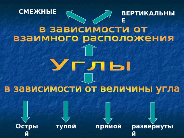СМЕЖНЫЕ ВЕРТИКАЛЬНЫЕ Острый прямой развернутый тупой 