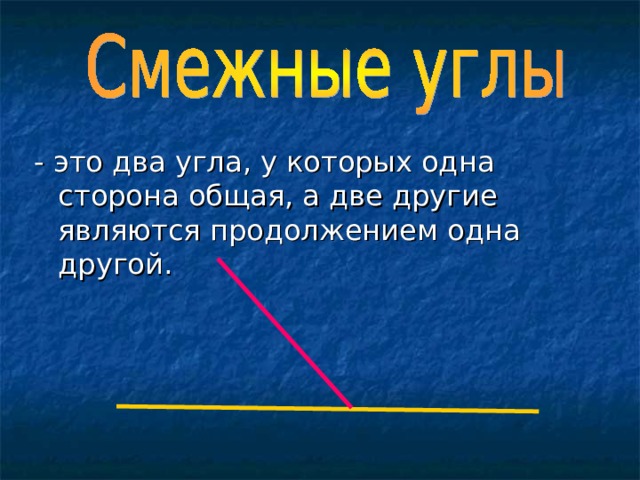 - это два угла, у которых одна сторона общая, а две другие являются продолжением одна другой. 