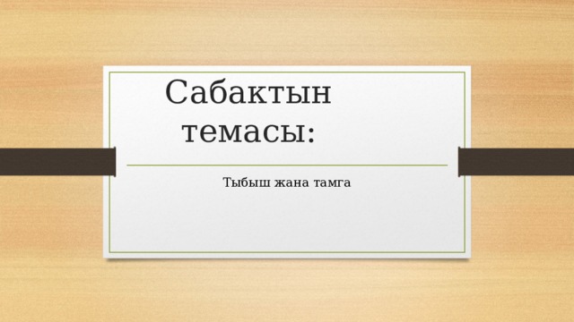 Сабактын темасы: Тыбыш жана тамга 