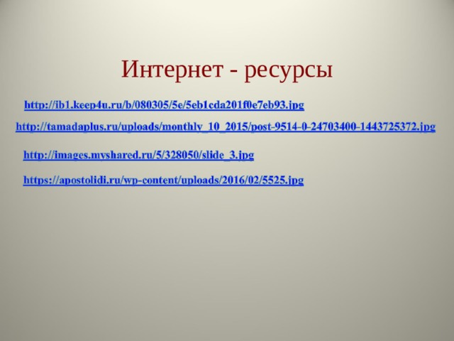 Интернет - ресурсы 
