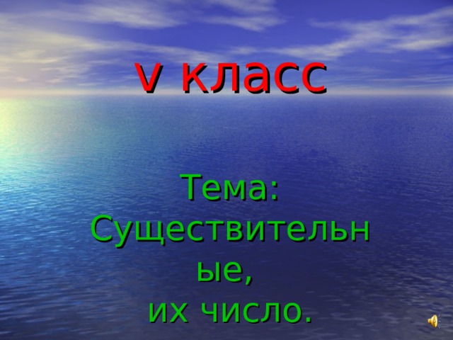 v класс    Тема: Существительные,  их число. 