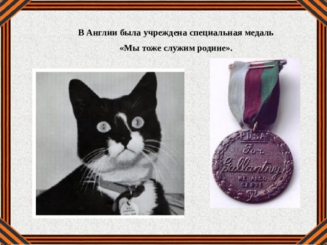 В Англии была учреждена специальная медаль «Мы тоже служим родине». 