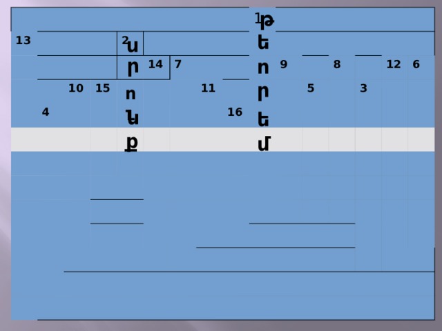 թ 13 2 10 4 15 14 7 1 11 9 16 8 5 12 3 6 ե ս ր ո ր ու ն ե ք մ 