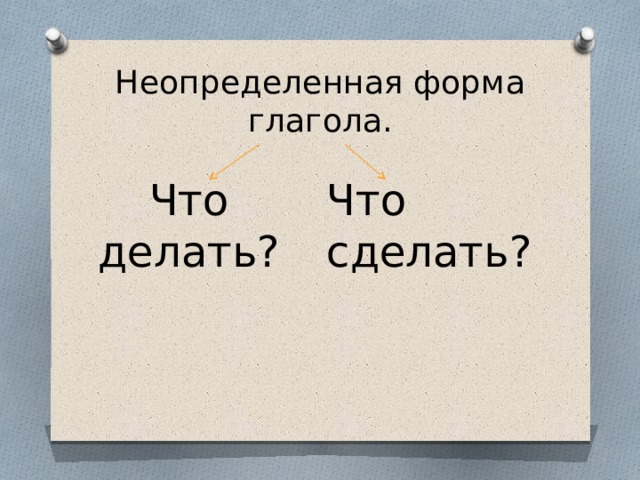 Неопределенная форма глагола. Что делать? Что сделать? 