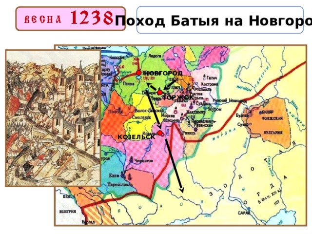 Поход Батыя на Новгород  НОВГОРОД ТОРЖОК КОЗЕЛЬСК 