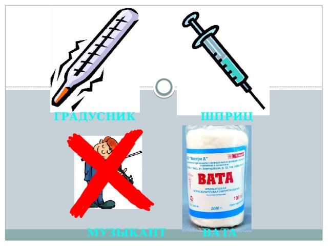 Градусник Шприц Музыкант Вата  