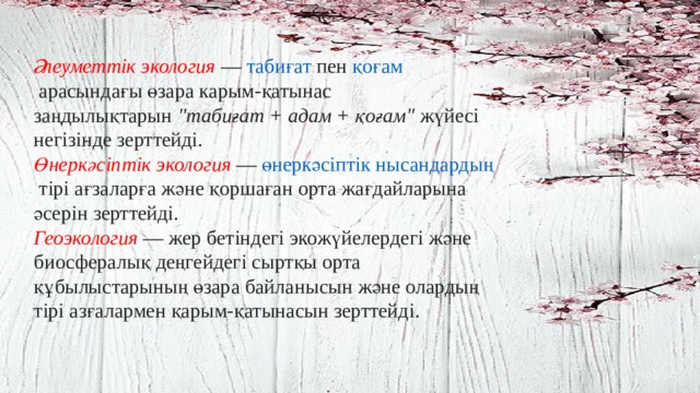 Әлеуметтік экология   —  табиғат  пен  қоғам  арасындағы өзара карым-қатынас заңдылықтарын  