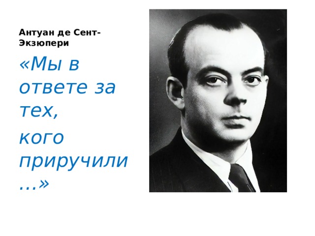 Антуан де Сент-Экзюпери «Мы в ответе за тех, кого приручили…» 