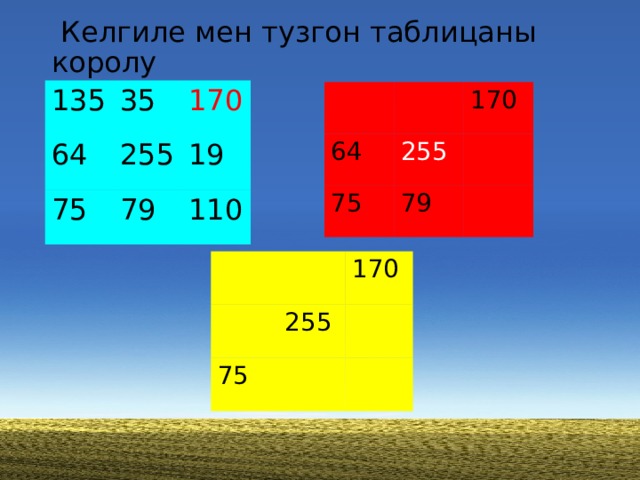  Келгиле мен тузгон таблицаны королу 135 35 64 170 255 75 19 79 110 64 170 255 75 79 170 255 75 