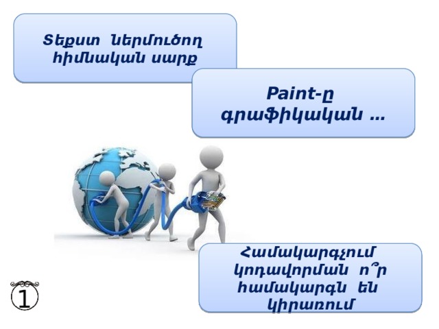 Տեքստ ներմուծող հիմնական սարք Paint-ը գրաֆիկական … Համակարգչում կոդավորման ո՞ր համակարգն են կիրառում 1 