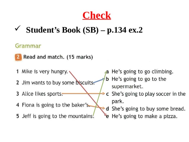 Check Student’s Book (SB) – p.134 ex.2 
