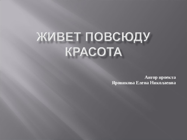  Автор проекта Яровикова Елена Николаевна  