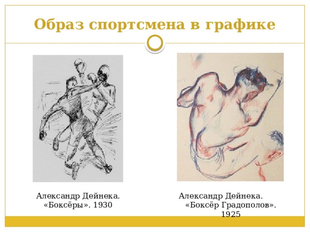 Образ спортсмена в графике Александр Дейнека. «Боксёры». 1930 Александр Дейнека. «Боксёр Градополов». 1925 