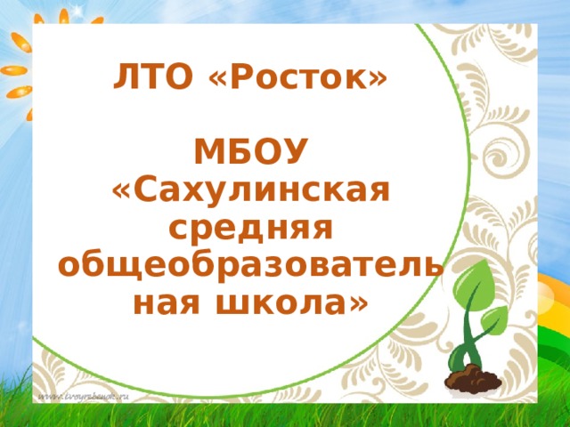 ЛТО «Росток»    МБОУ «Сахулинская средняя общеобразовательная школа» 