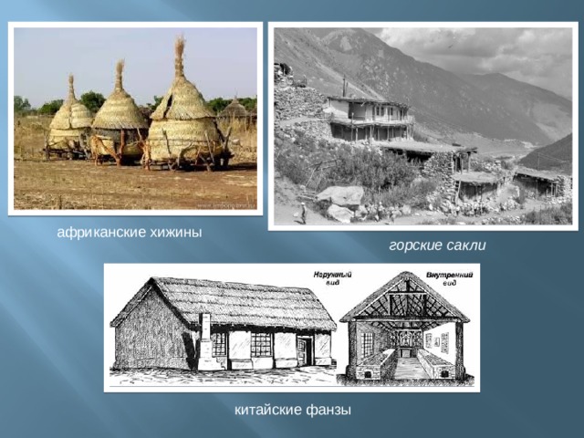 африканские хижины горские сакли китайские фанзы 