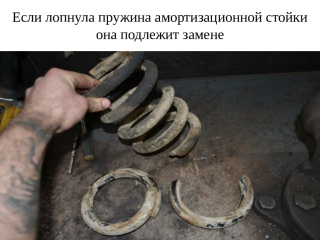Если лопнула пружина амортизационной стойки она подлежит замене 