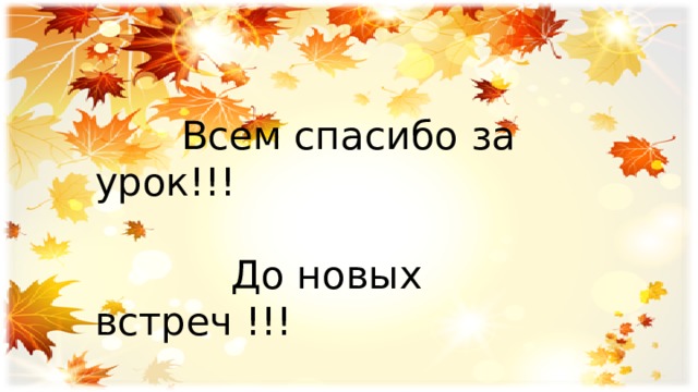  Всем спасибо за урок!!!  До новых встреч !!! 