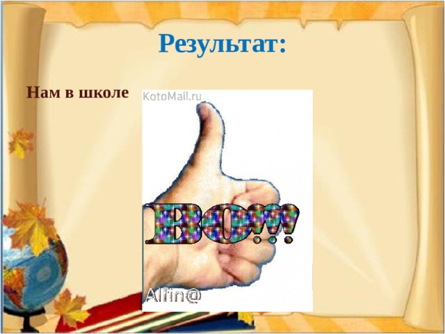 Результат: Нам в школе  