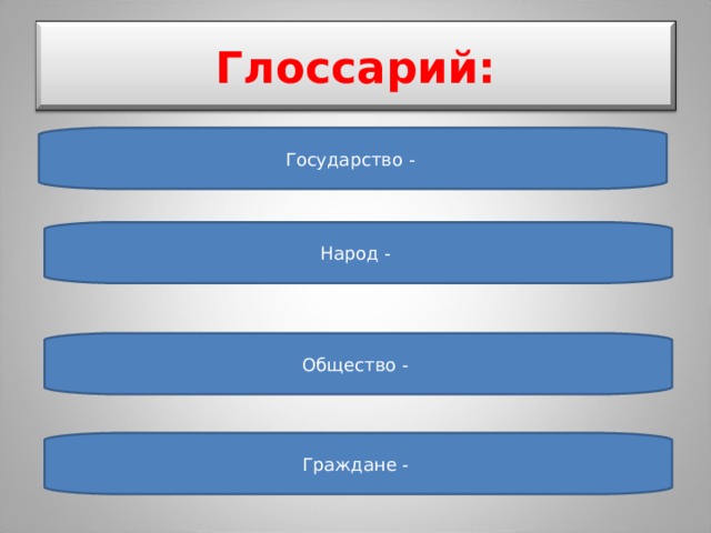 Глоссарий: Государство - Народ - Общество - Граждане - 