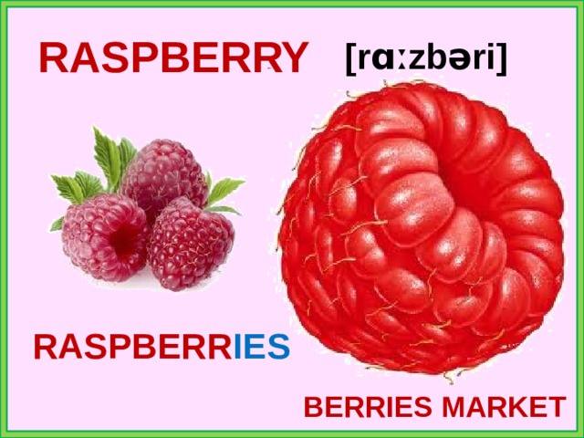 RASPBERRY [rɑːzbəri] RASPBERR IES BERRIES MARKET 