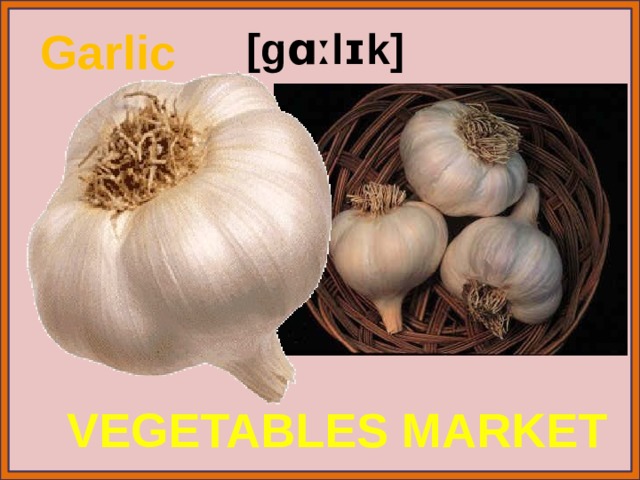 Garlic [gɑːlɪk] VEGETABLES MARKET 