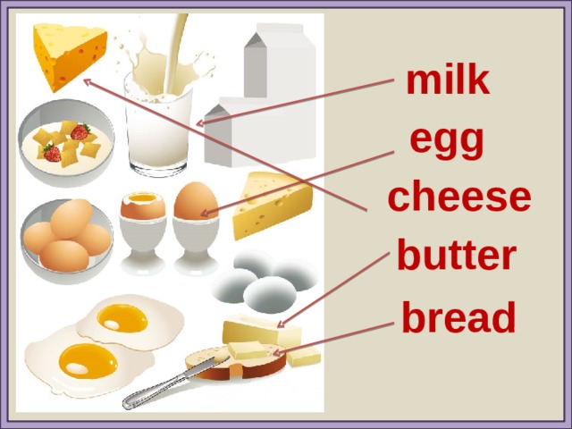milk egg cheese butter bread 