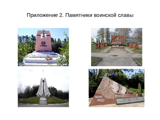 Приложение 2. Памятники воинской славы