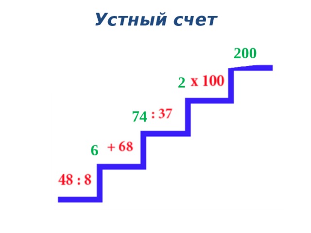 Устный счет   200 2 74 6