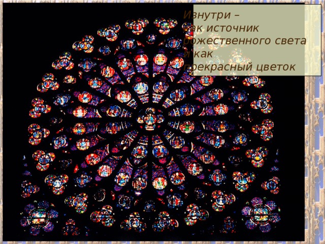 Изнутри – как источник божественного света и как прекрасный цветок 