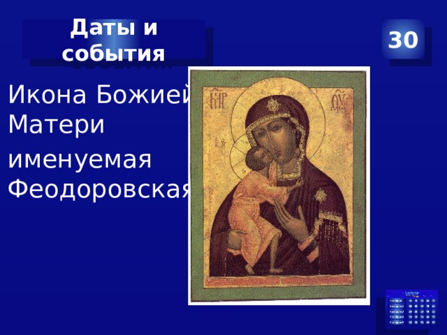 30 Даты и события Икона Божией Матери именуемая Феодоровская 
