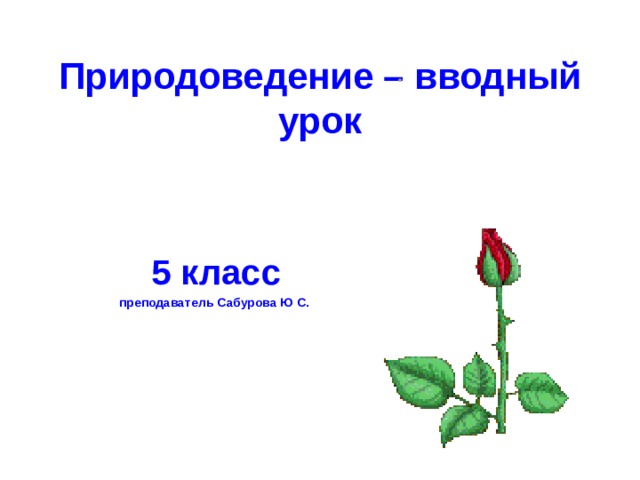 Природоведение – вводный урок  5 класс преподаватель Сабурова Ю С. 