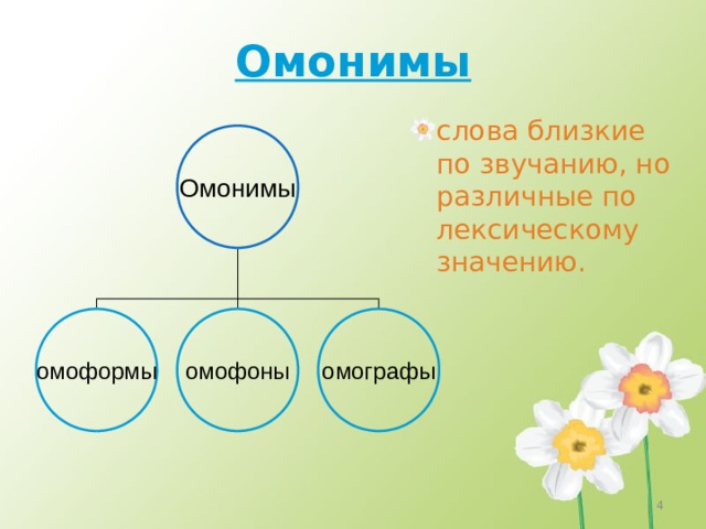 Омонимы слова близкие по звучанию, но различные по лексическому значению . Омонимы омоформы омофоны омографы  