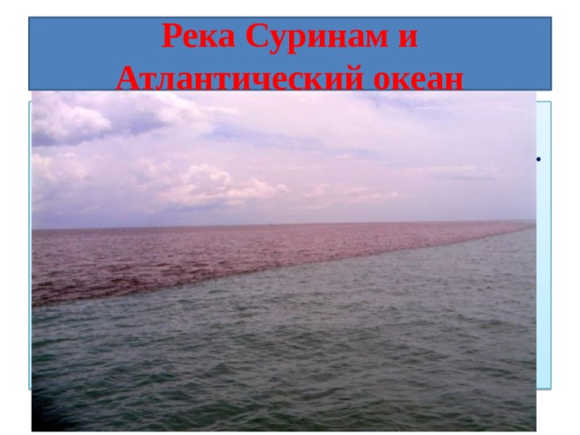 Река Суринам и Атлантический океан Место встречи реки Суринам и Атлантического океана в Южной Америке.  
