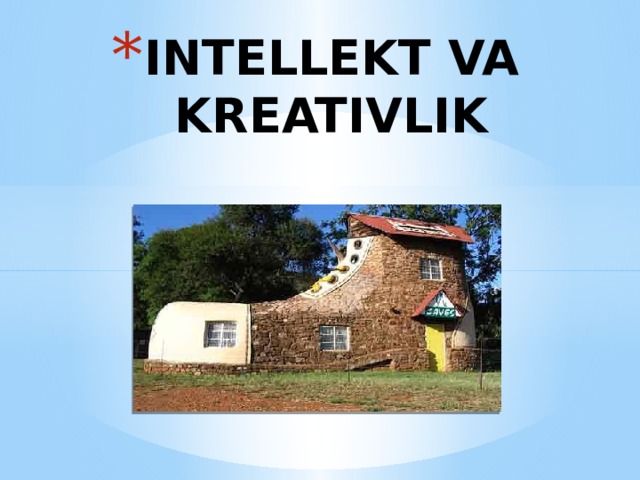 INTELLEKT VA KREATIVLIK 