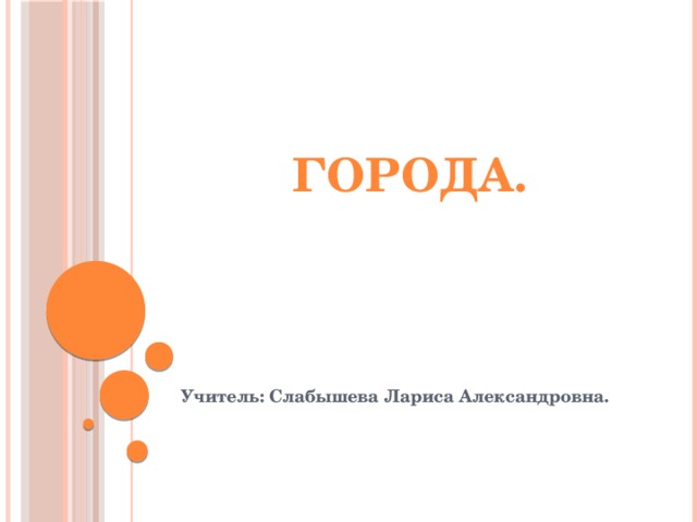 ГОРОДА. Учитель: Слабышева Лариса Александровна. 