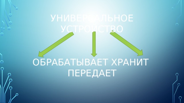 Универсальное устройство    обрабатывает хранит передает 