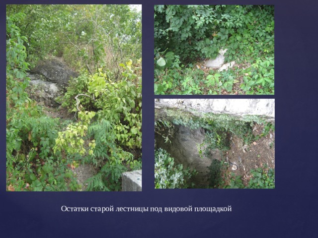 Остатки старой лестницы под видовой площадкой 
