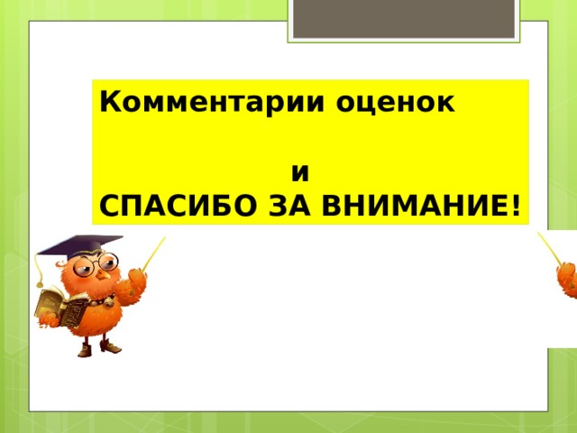 Комментарии оценок   и СПАСИБО ЗА ВНИМАНИЕ! 