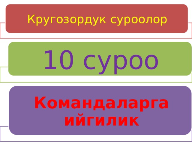 Кругозордук суроолор 10 суроо Командаларга ийгилик 
