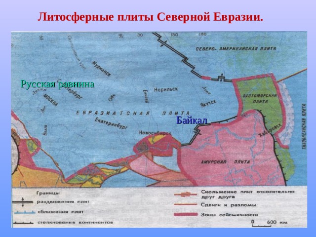 Литосферные плиты Северной Евразии. Русская равнина Байкал 