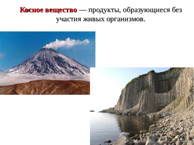 Косное вещество — продукты, образующиеся без участия живых организмов.   