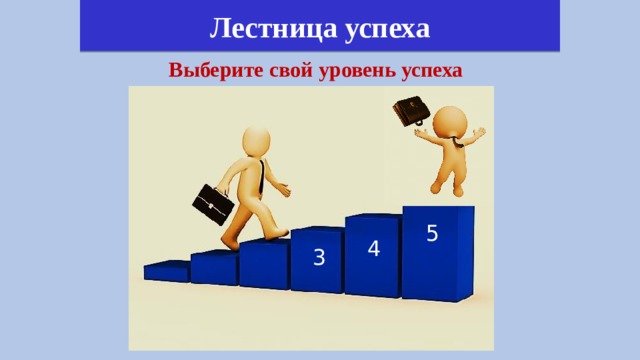Лестница успеха Выберите свой уровень успеха 5 4 3 