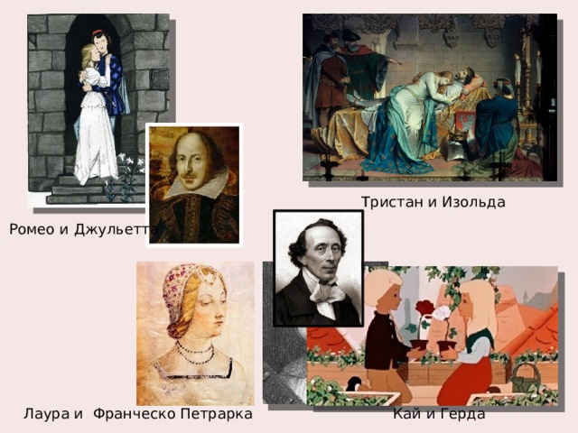 Тристан и Изольда Ромео и Джульетта Лаура и Франческо Петрарка Кай и Герда 